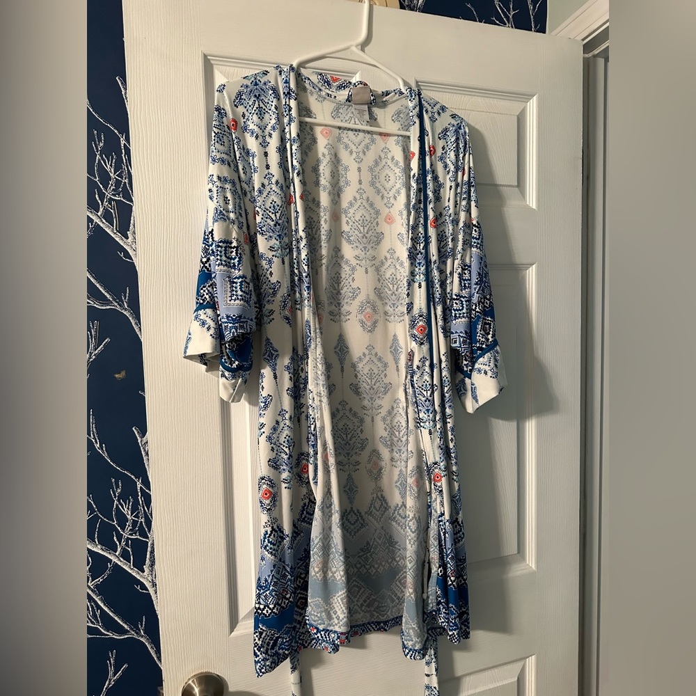 Blue Oriental Robe with tie